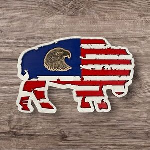 Handmade Laser Cut Buffalo American Flag Eagle